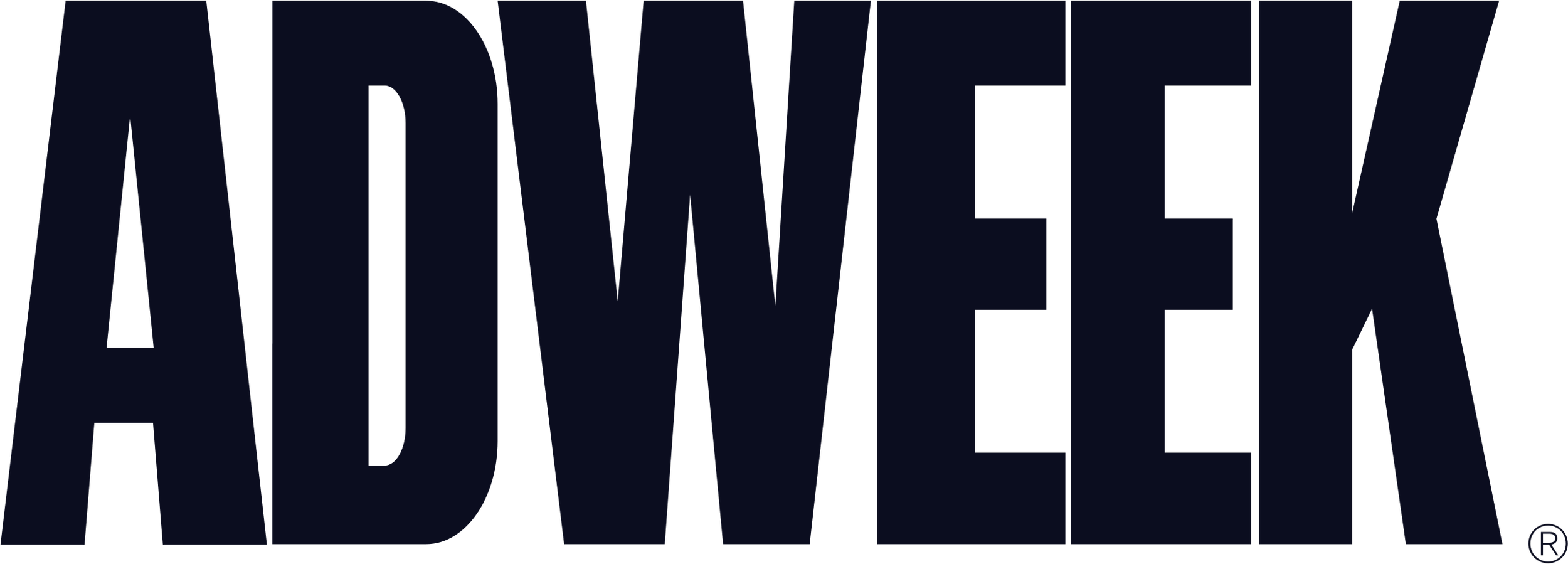 The word "ADWEEK" written in large, bold, dark blue letters on a black background.