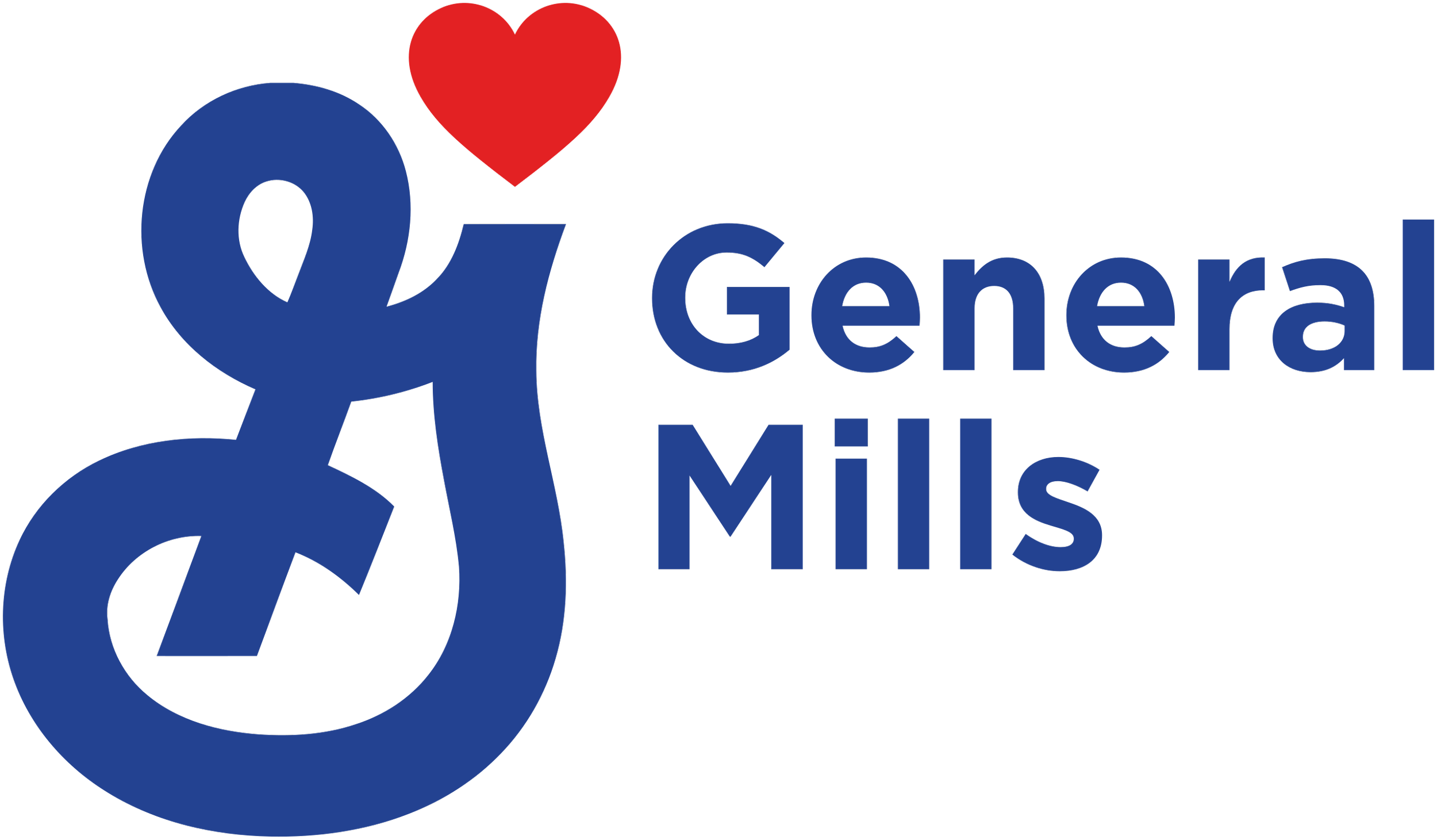 Logo for the Oklahoma City General Mills with a red heart above the letter 'G'.