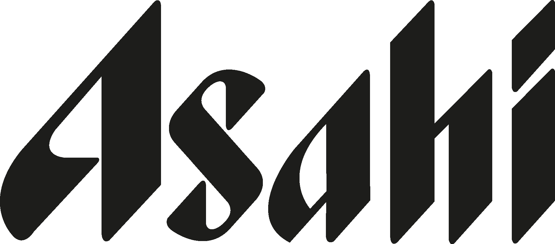 The Asahi logo featuring the ‘Asahi’ wordmark in a stylized black gothic script