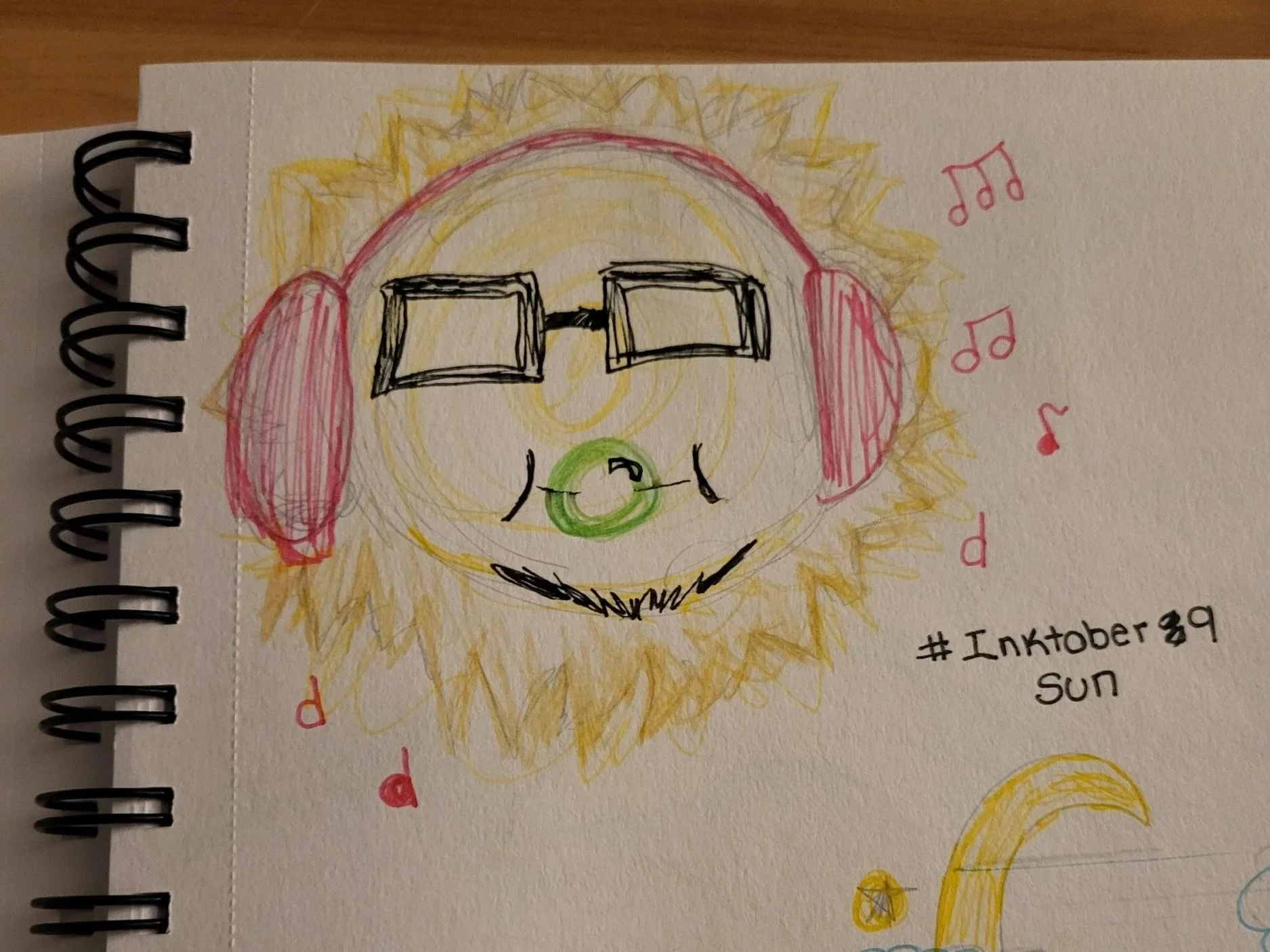 Imagine if the sun just came back from California from vacation, he's chill, you're chill - we're all chill! (from Inktober 2024) 