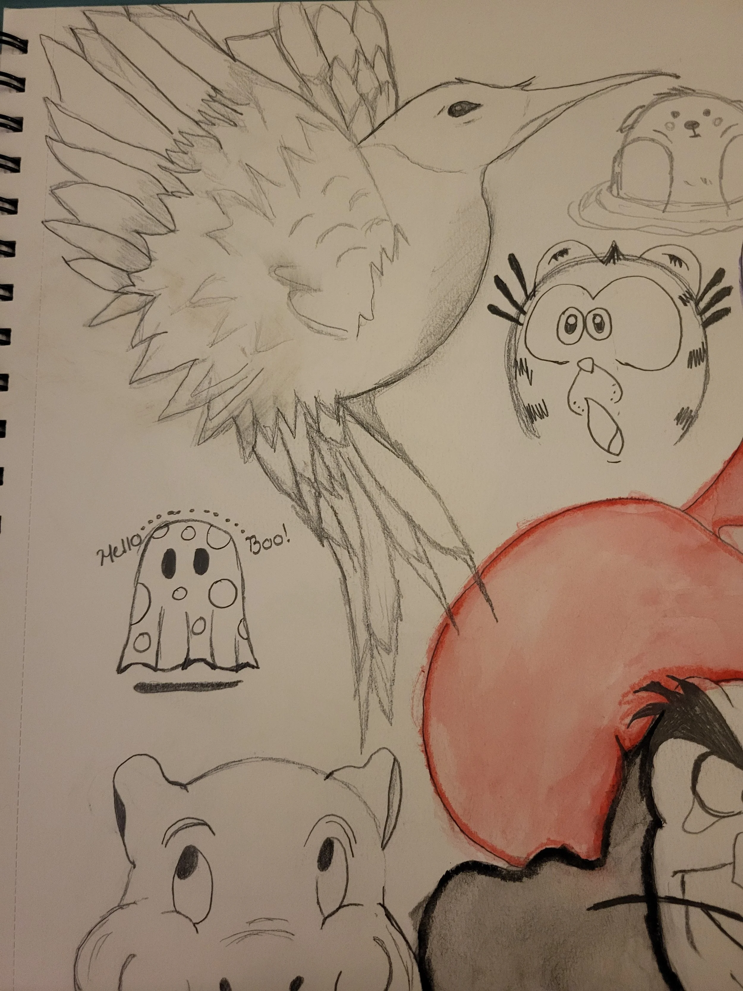 Let's play, how many creatures can I draw to fit on one single page - Garfield is not enjoying his limited space. 