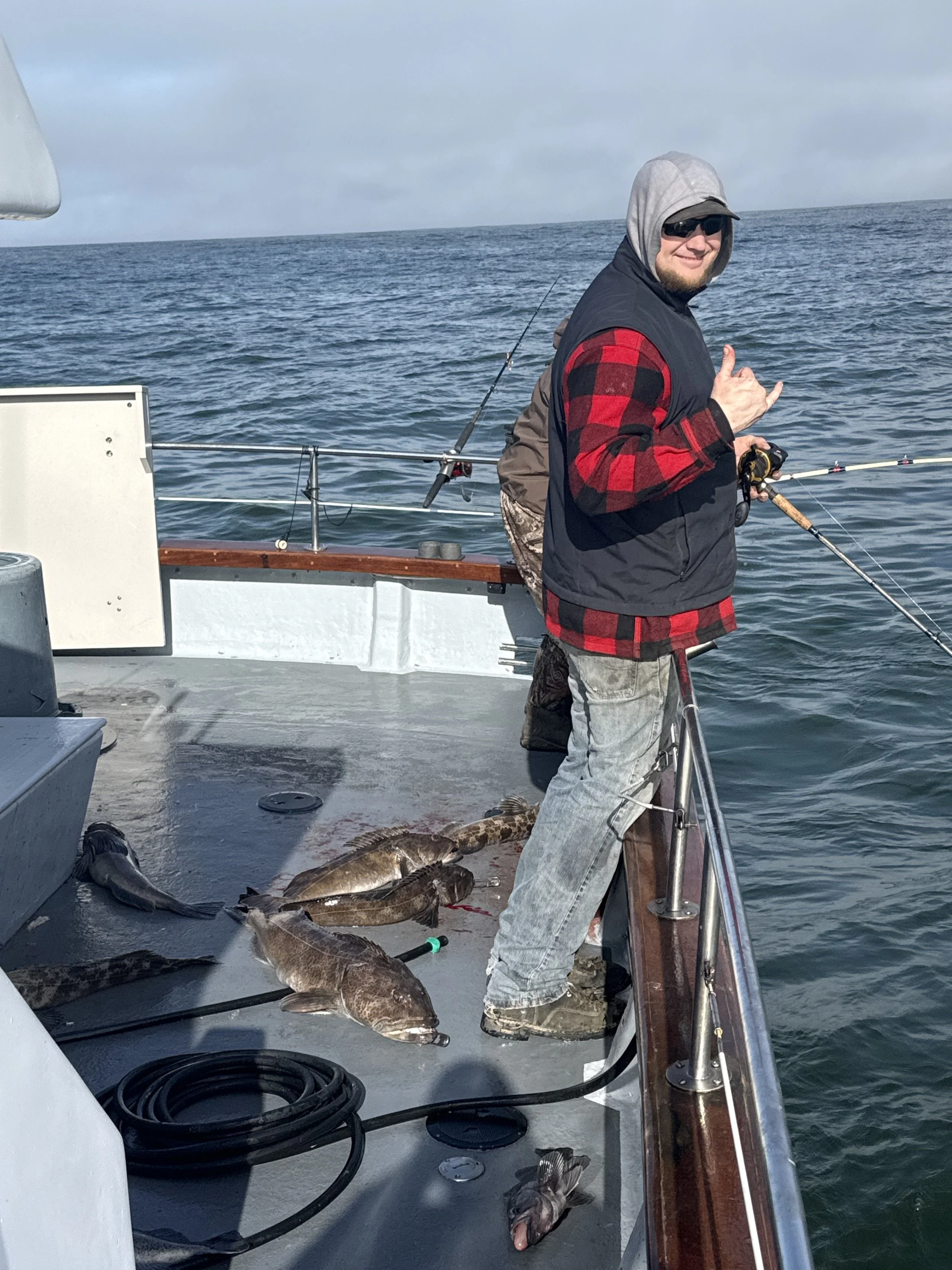 Nine Fishing caught limits of Lingcod and limits of Black Rockfish in Short order today. Plenty of room next weekend!