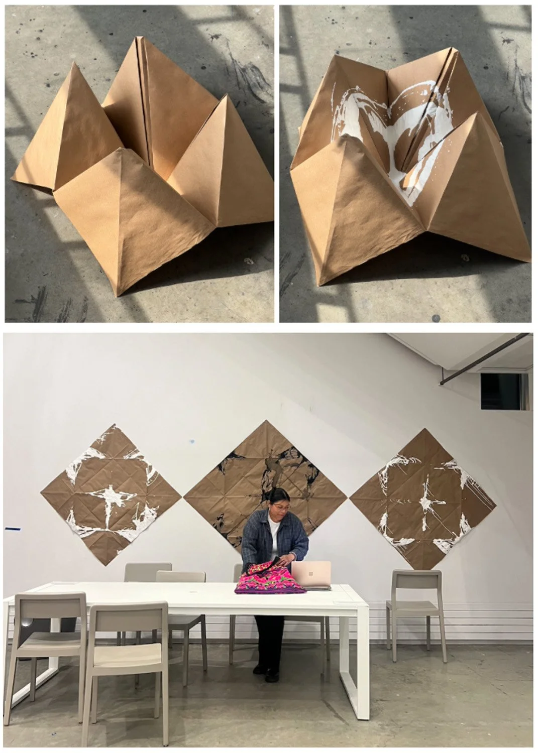 Fortune Tellers, 2024,  paper and paint, size varies 2.5'x2.5' - 3'x3'