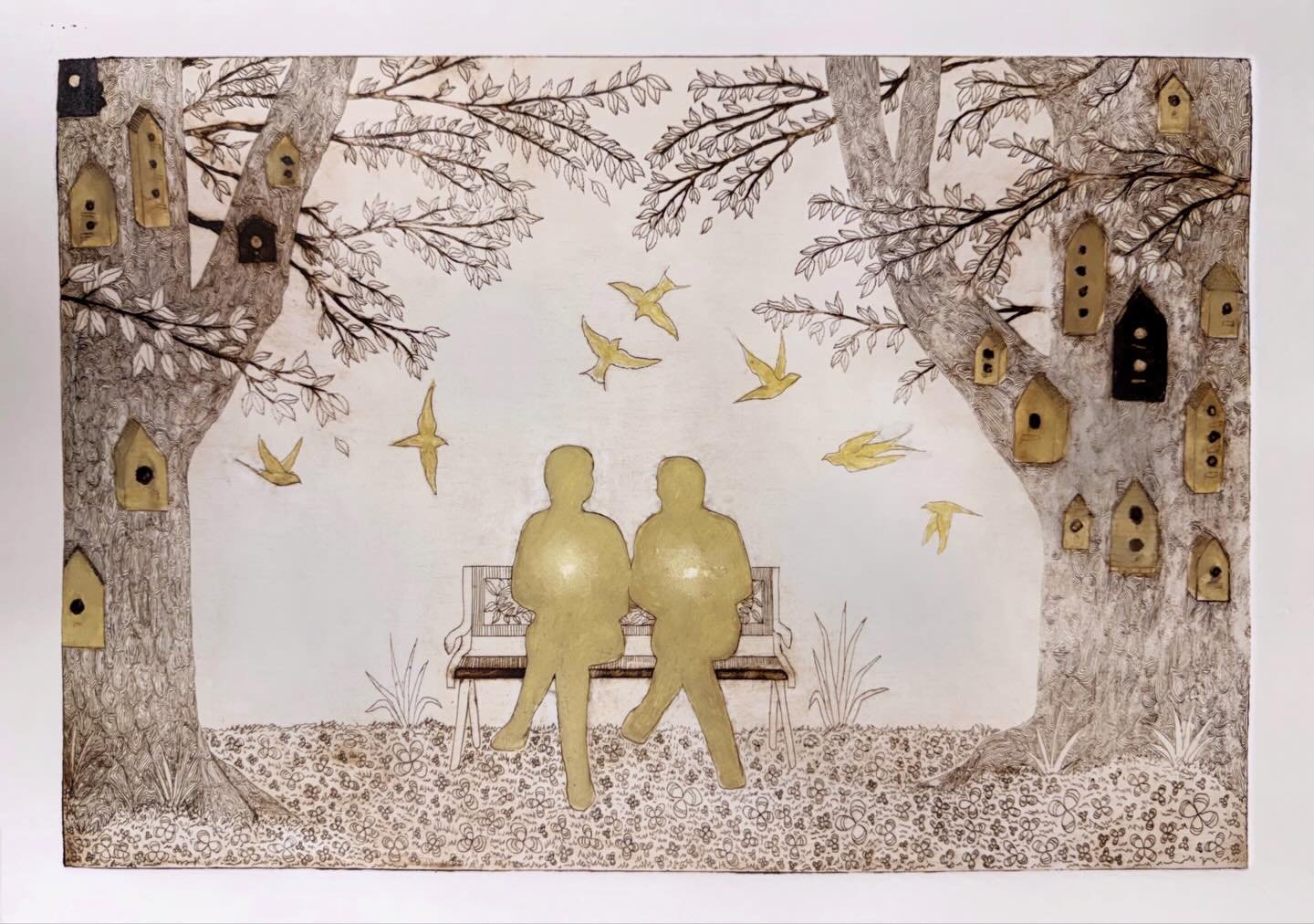 Print tests inspired by @6bcgarden and the people I can sit in comfortable silence with. Also birds! 🌟🦜