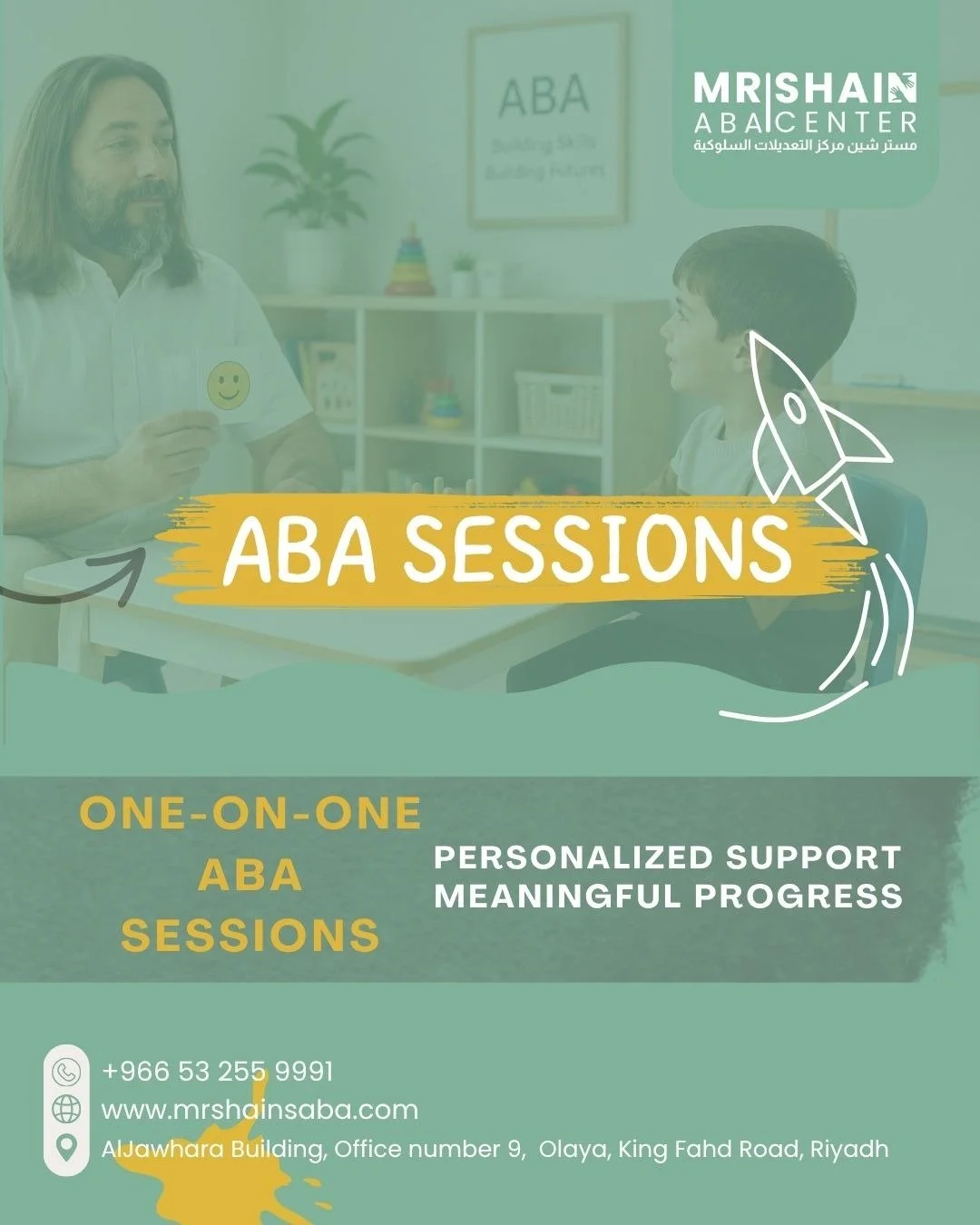 🧩 ABA Therapy Sessions

Every child learns at their own pace&mdash;and we're here to support every step of the journey. 💙

✅ Minimum 20 sessions
📅 5 days per week
⏰ 2 hours per day
👨&zwj;🏫 100% One-on-One Therapy

Our personalized ABA sessions f