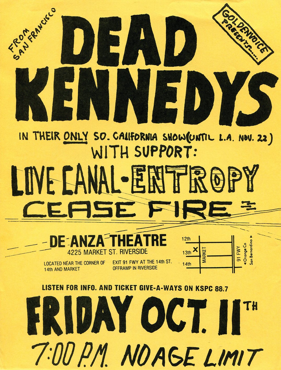 Dead Kennedys flyer, De Anza Theatre