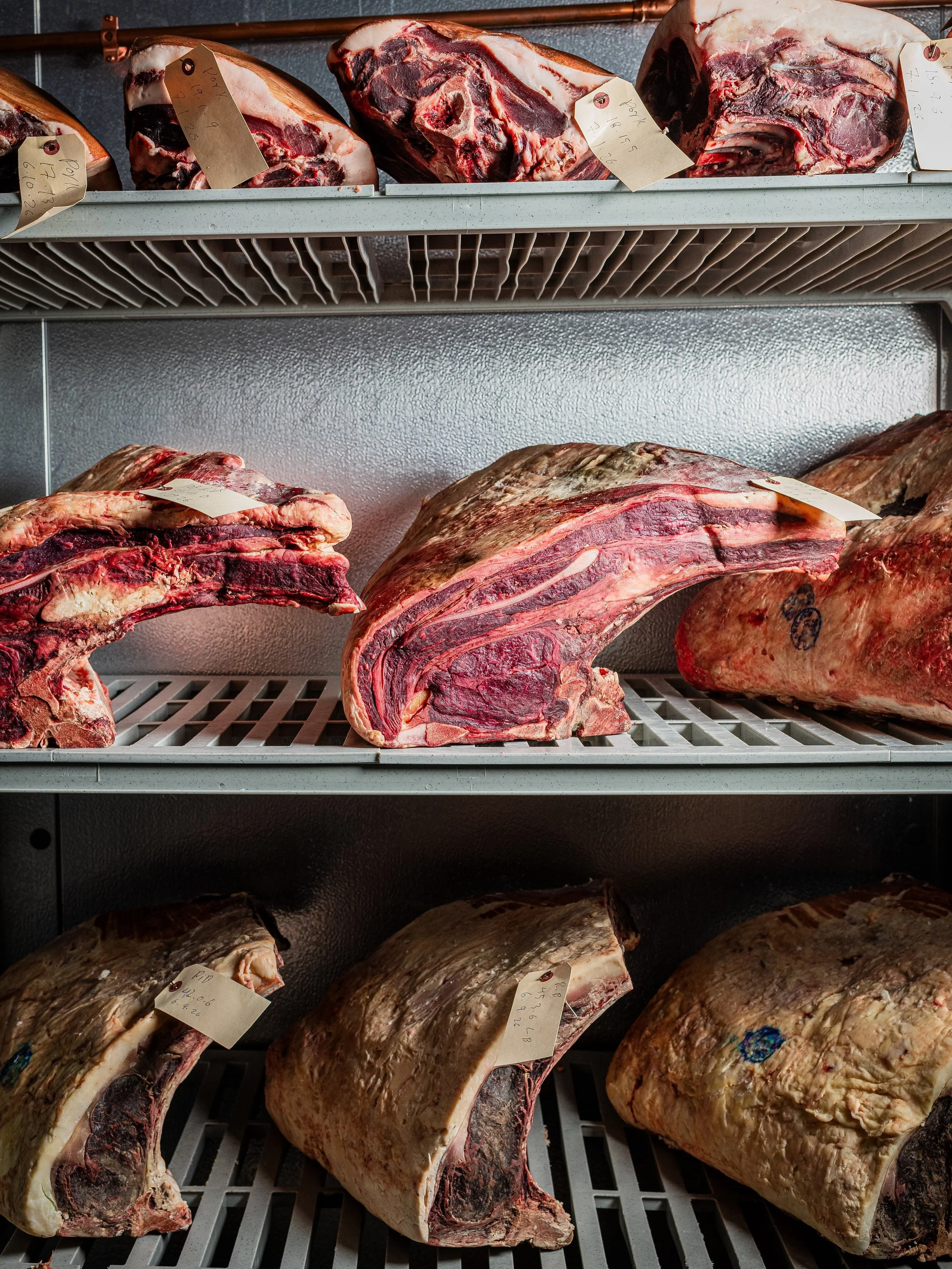 A look behind the kitchen doors.

At Casa Teresa, every rib-eye is butchered and dry-aged in-house.
We believe great beef isn&rsquo;t rushed. Our sweet spot is 45&ndash;60 days&mdash;long enough to develop a deeper, nutty flavor and exceptional tende