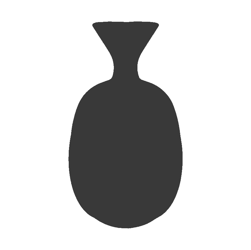 Silhouette of a gourd or squash with a narrow neck and rounded base.