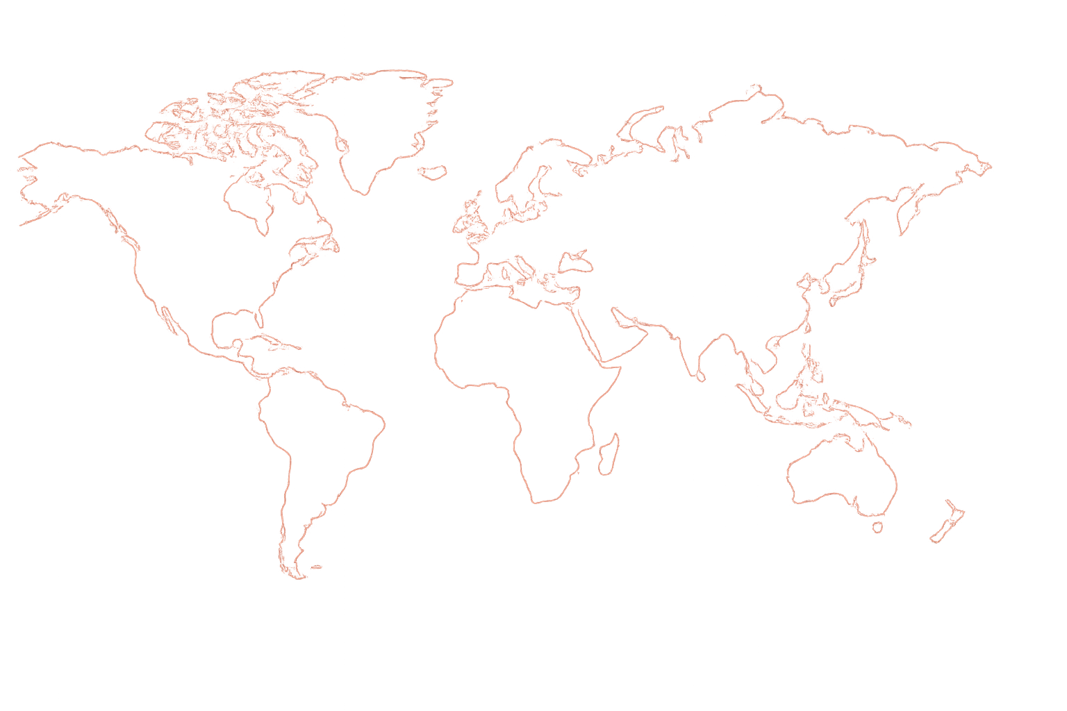 World map outline with red lines on black background.