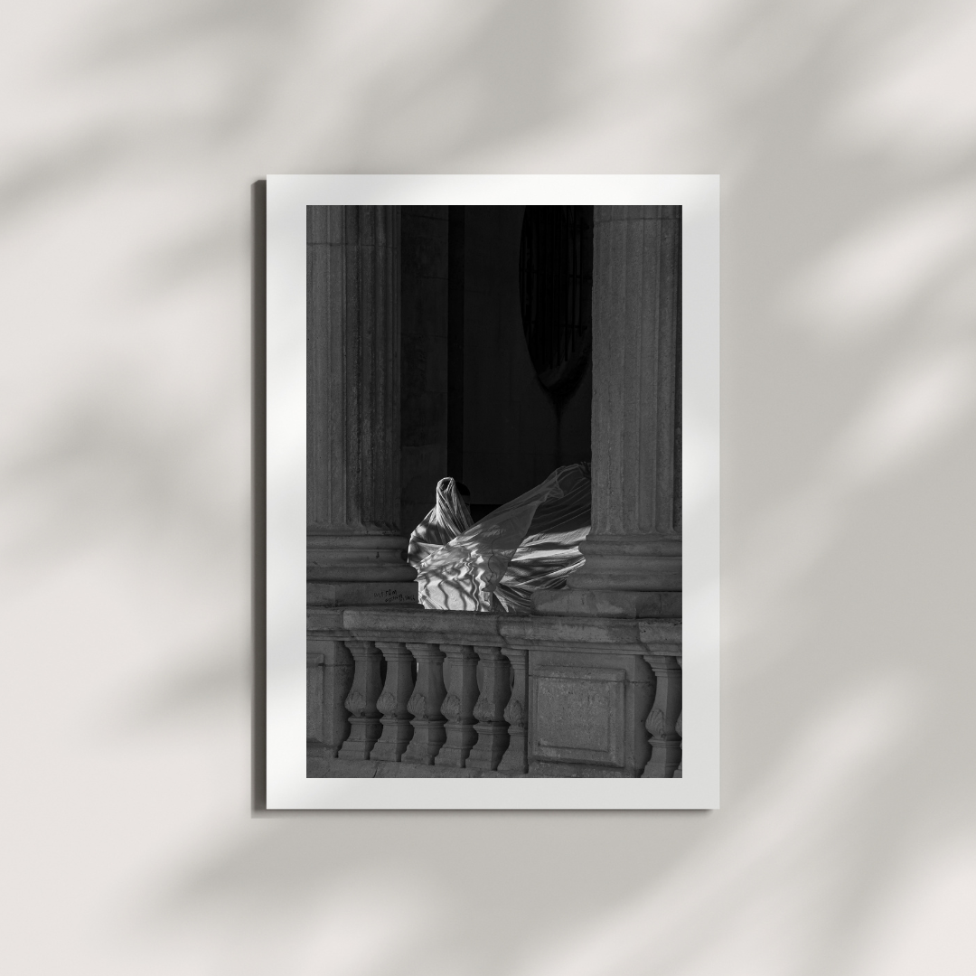 Timeless Elegance: Black & White Bridal Portrait Print