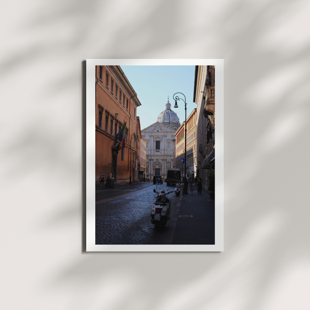 Rome Italian Street Scene Print with Mopeds