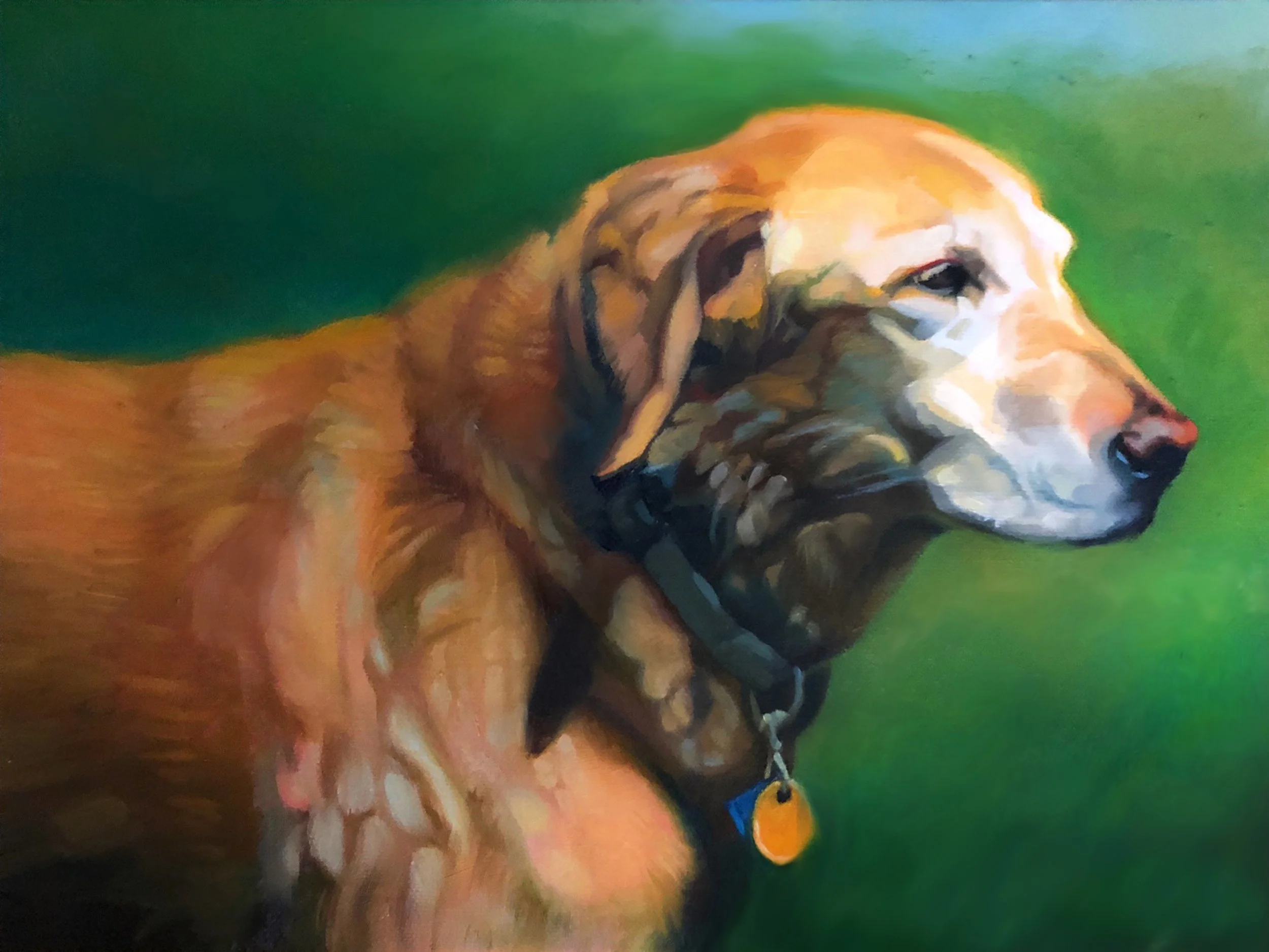 "Hannah's Heaven" 9x12 oil on canvas, Cremation Memorial portrait, private collection.