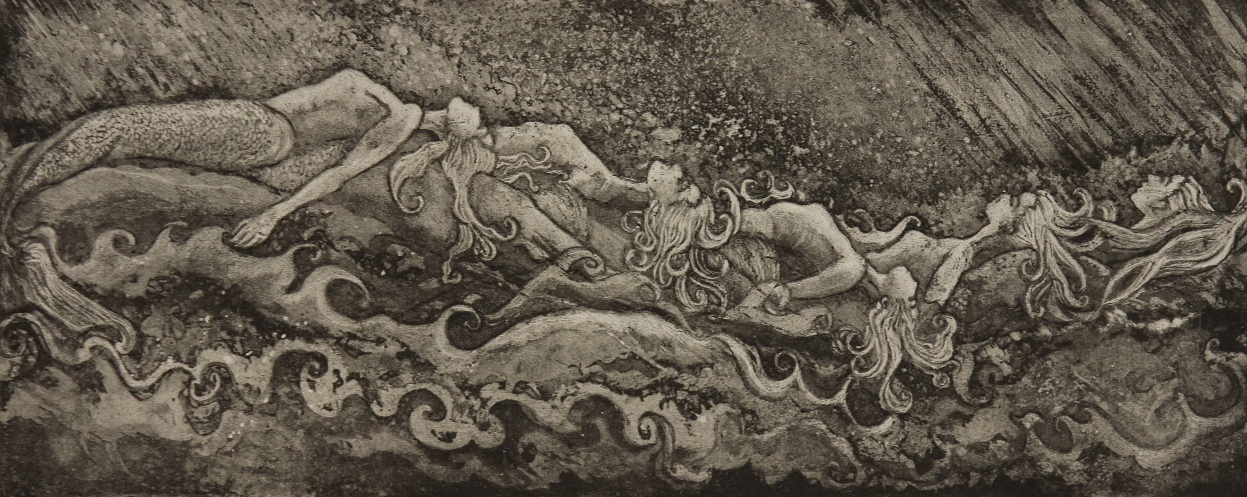 Till human voices wake us and we drown, 2024, Etching on Somerset Satin Paper 300gsm, Paper Size: 63 x 37 cm; Print Size: 63 x 37 cm, Edition of 15
