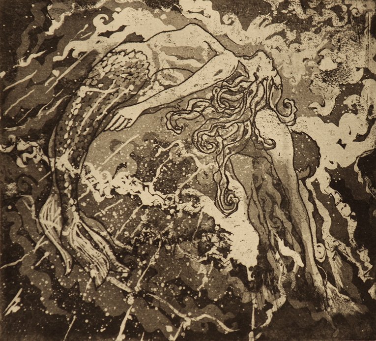 Dive, 2022, Etching on Somerset Satin Paper 300gsm, Paper Size: 31 x31.6 cm: Print Size: 31 x 31.6 cm, Edition of 10
