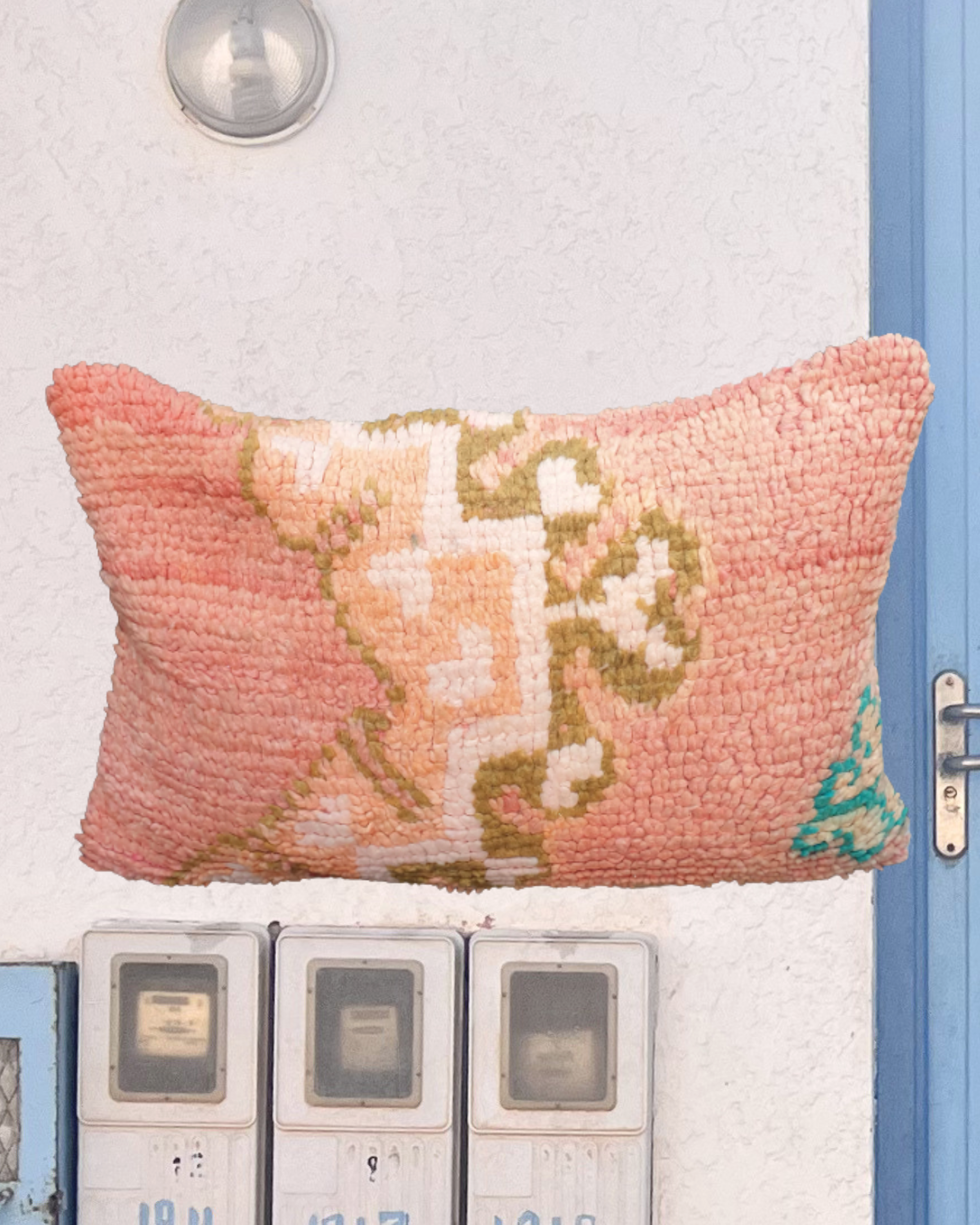 Vintage Olive Pop Moroccan Wool Pillow