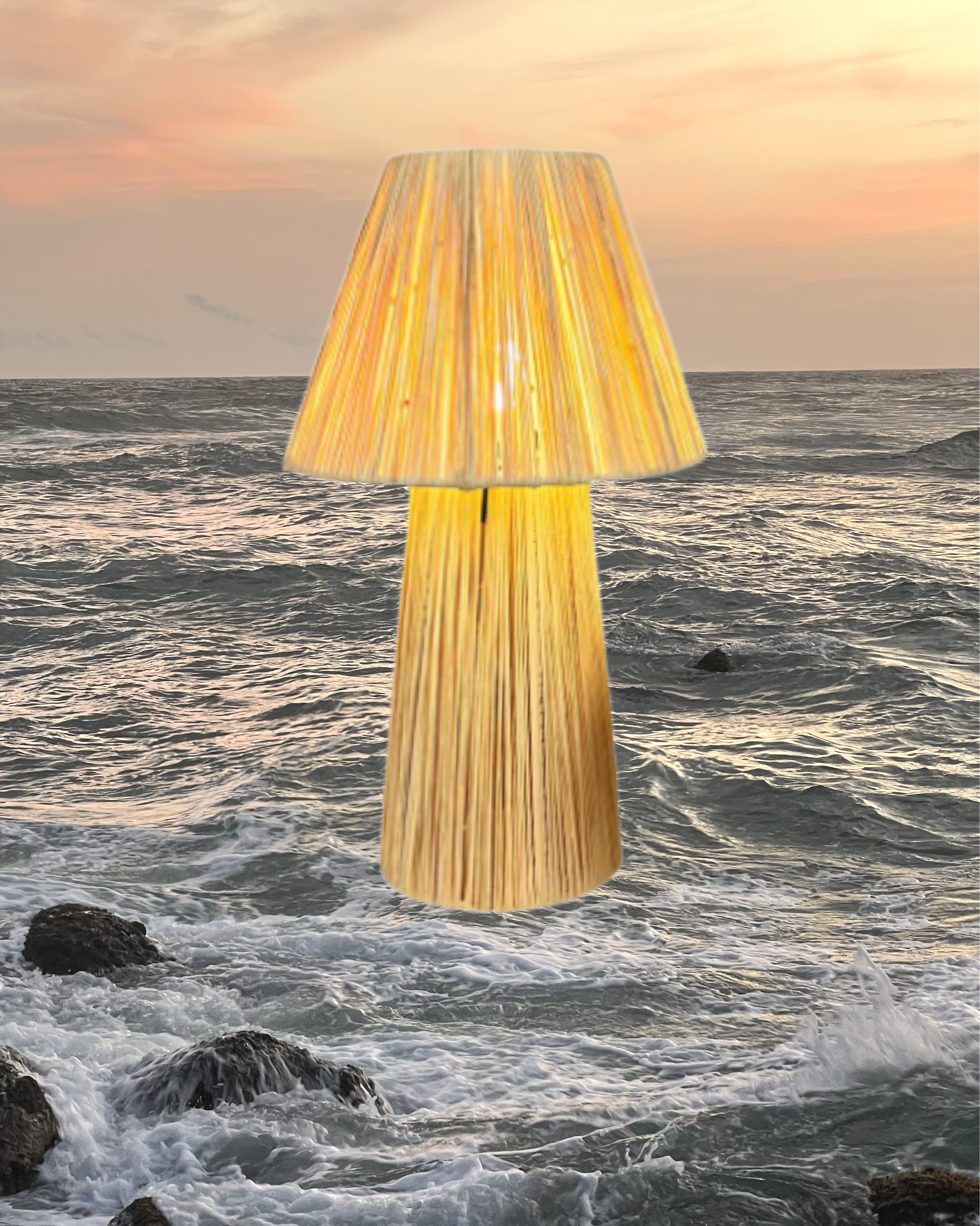 Original Moroccan Mushroom Raffia Lamp