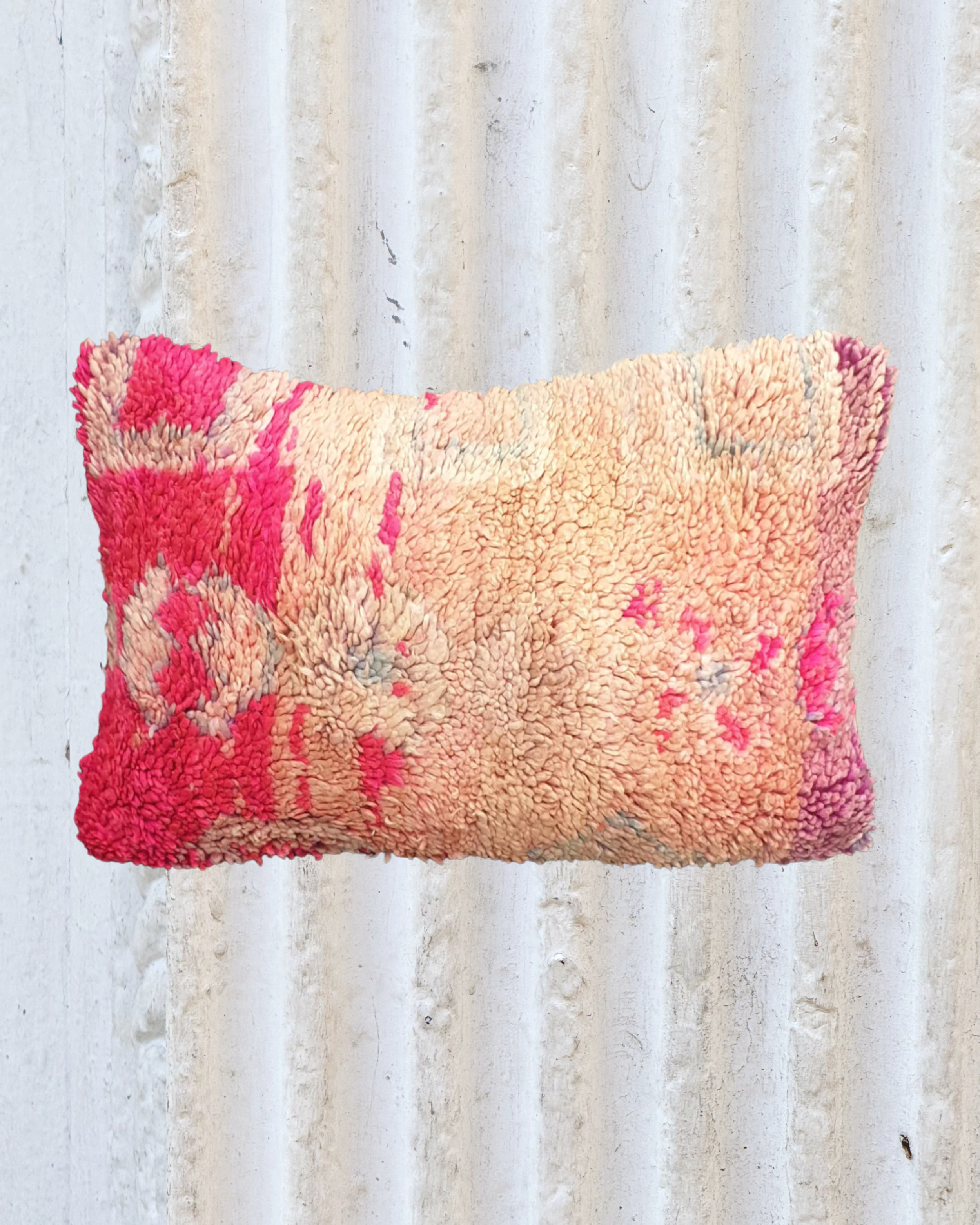 Vintage Pink and Cream Moroccan Wool Pillow