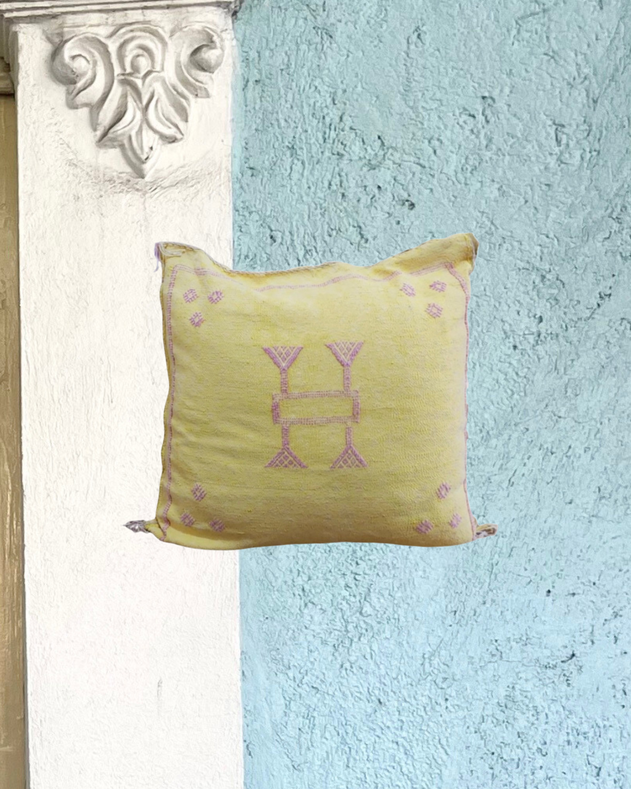 Sunshine Yellow Moroccan Cactus Silk Pillow