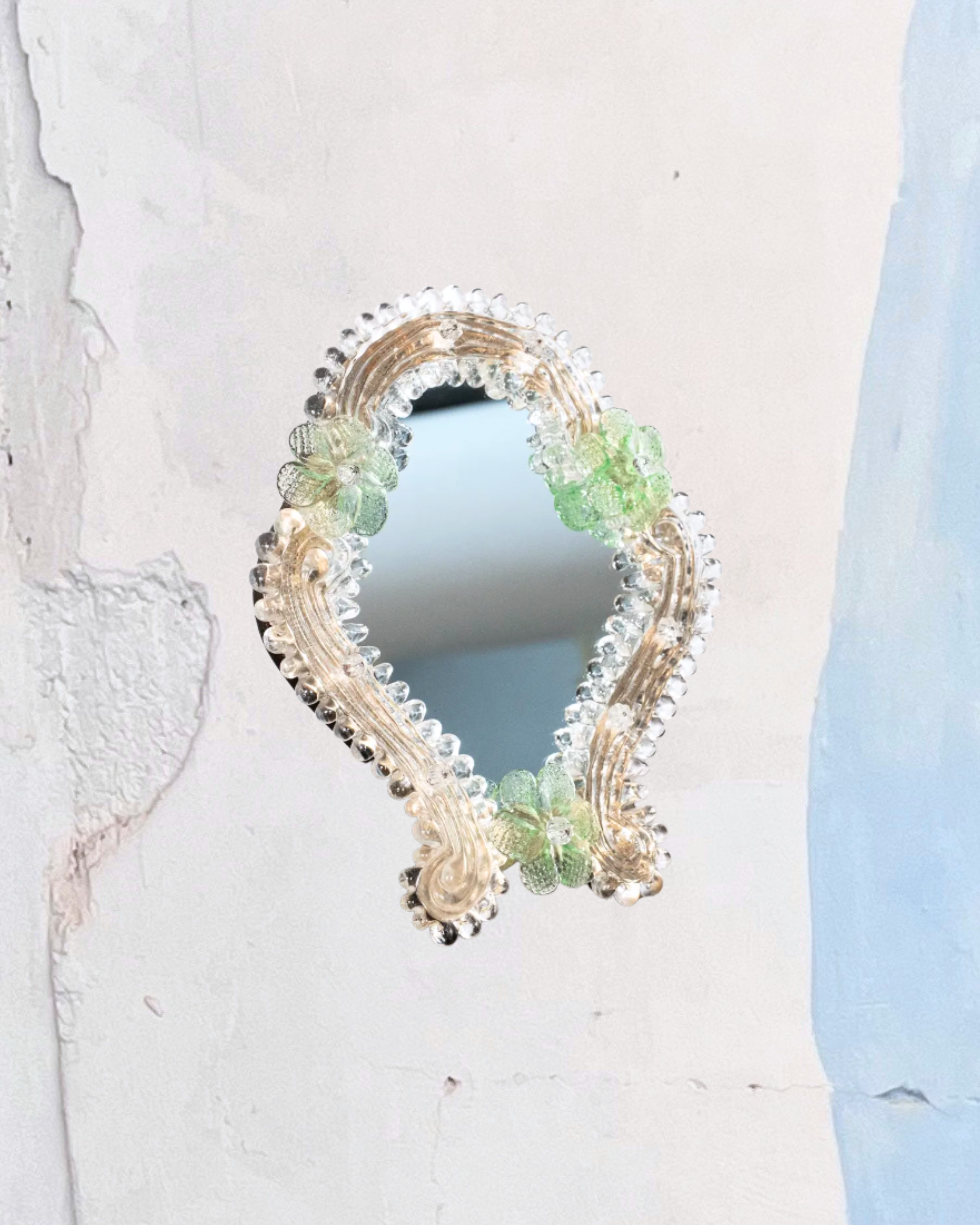 Vintage Green Murano Glass Mirror