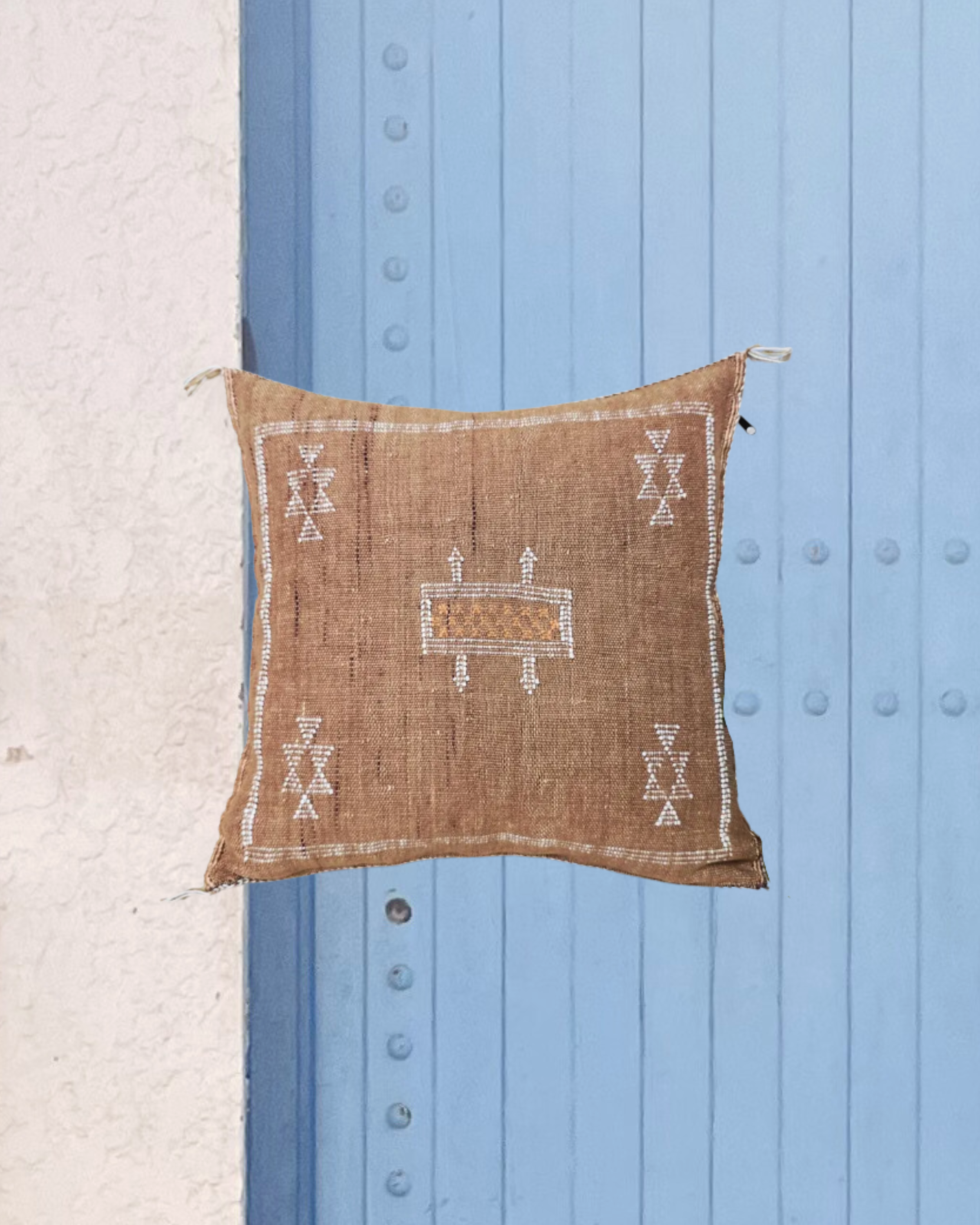 Brown Moroccan Cactus Silk Pillow