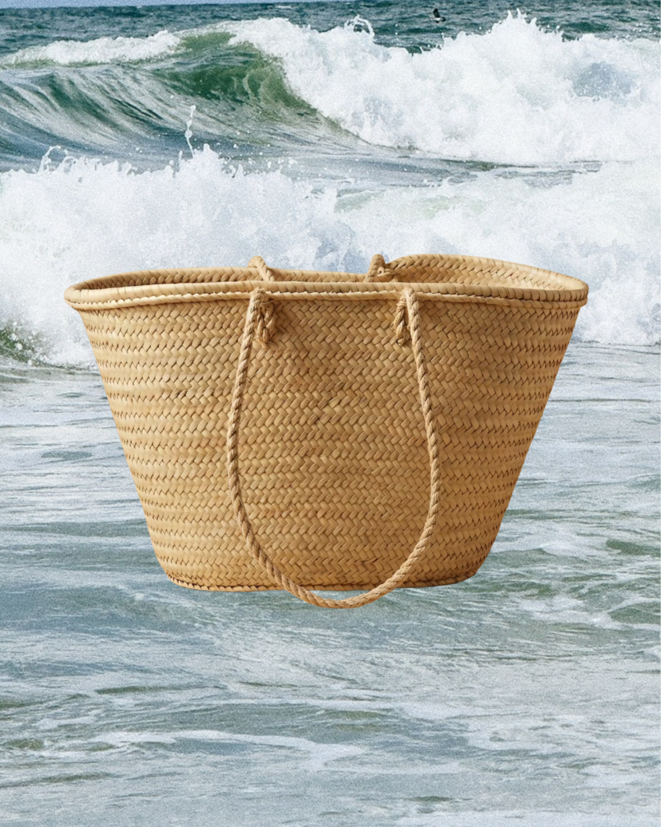 Large Handled Moroccan Straw Basket