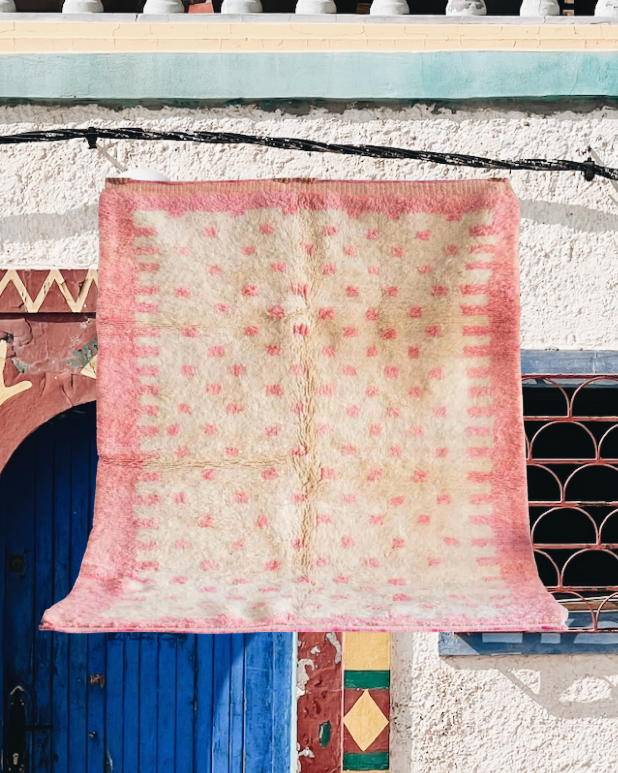 Pink Polka Dot Moroccan Rug