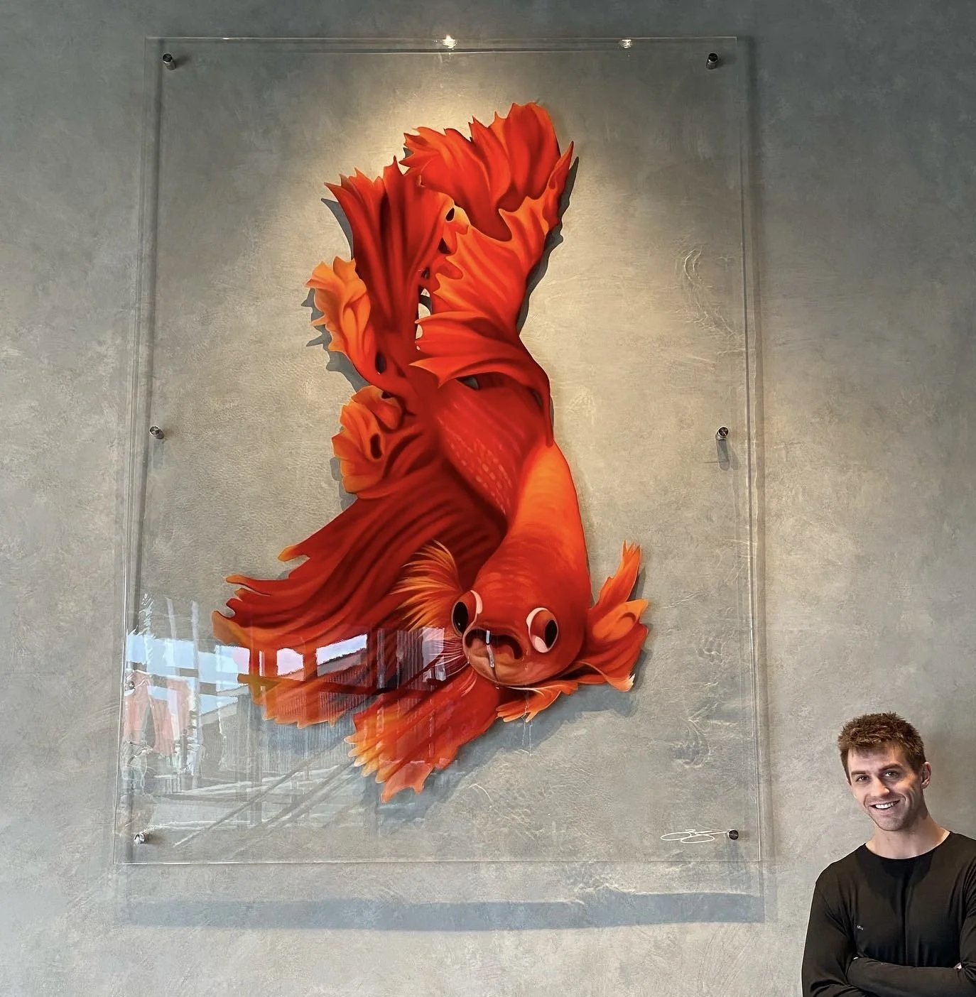 Multi-Space Installation featuring custom murals, large-scale plexiglass artworks and resin-coated oil paintings. The project integrated spray paint, acrylic, oil, gold leaf and resin across dining bars, private spaces and restrooms.