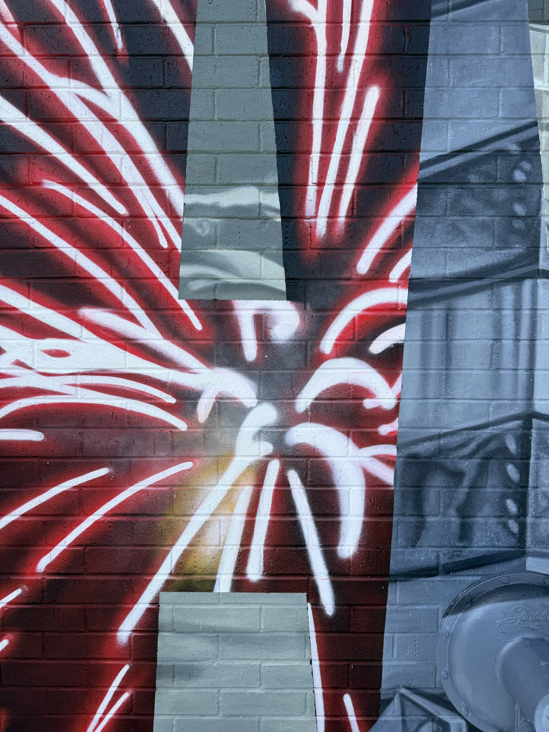 This large-scale mural was designed to captured the identity of New Castle by contrasting its industrial heritage with the city's modern character. Hand-painted across a 50' x 18' wall using acrylic, oil, and spray paint.