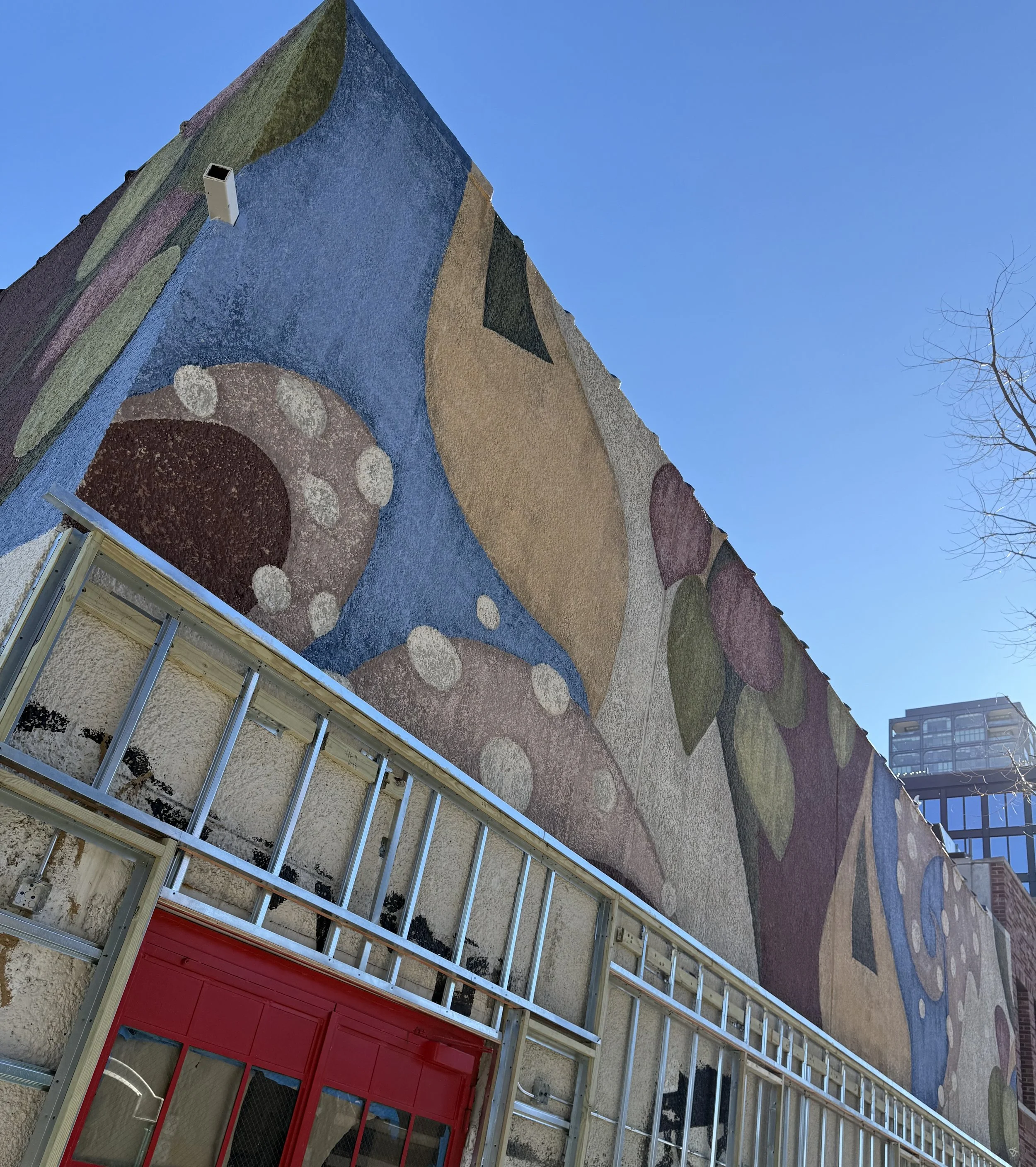 1,100 sq ft exterior mural commissioned by SPB Hospitality for Amada, Iron Chef José Garces' second restaurant location. The work features a distressed, abstract composition inspired by the Andalusian regions of Spain.