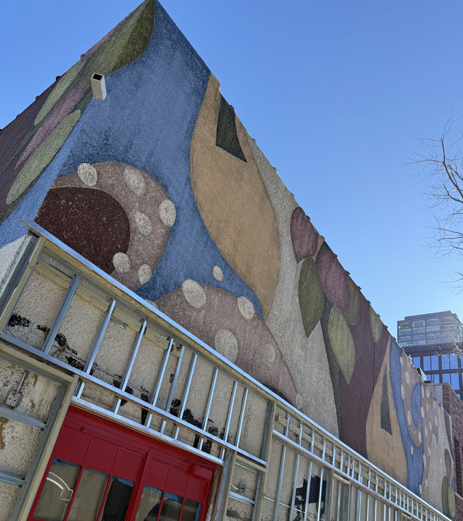 1,100 sq ft exterior mural commissioned by SPB Hospitality for Amada, Iron Chef José Garces' second restaurant location. The work features a distressed, abstract composition inspired by the Andalusian regions of Spain.