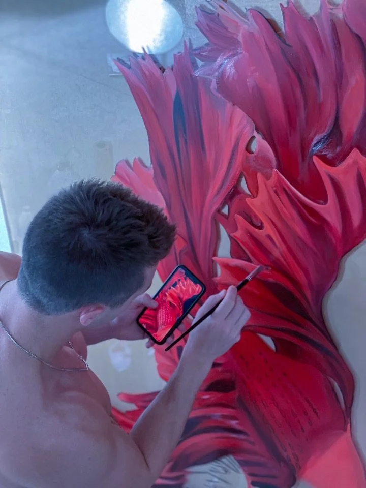 Studio artwork in progress by Zach Slavin documenting a large-scale realism painting.