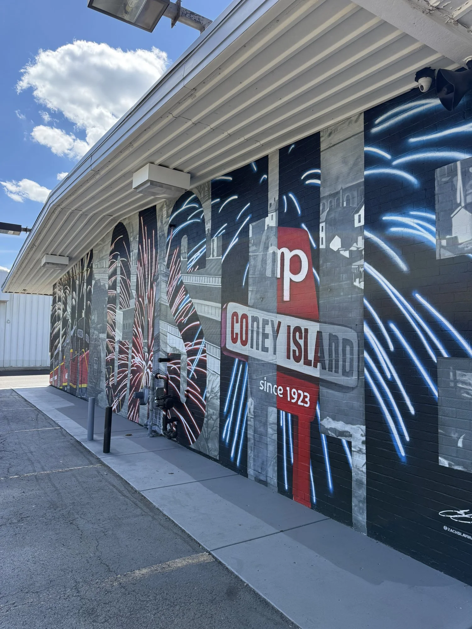 This large-scale mural was designed to captured the identity of New Castle by contrasting its industrial heritage with the city's modern character. Hand-painted across a 50' x 18' wall using acrylic, oil, and spray paint.