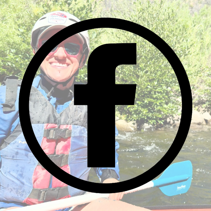 Facebook icon with image of Kara whitewater rafting