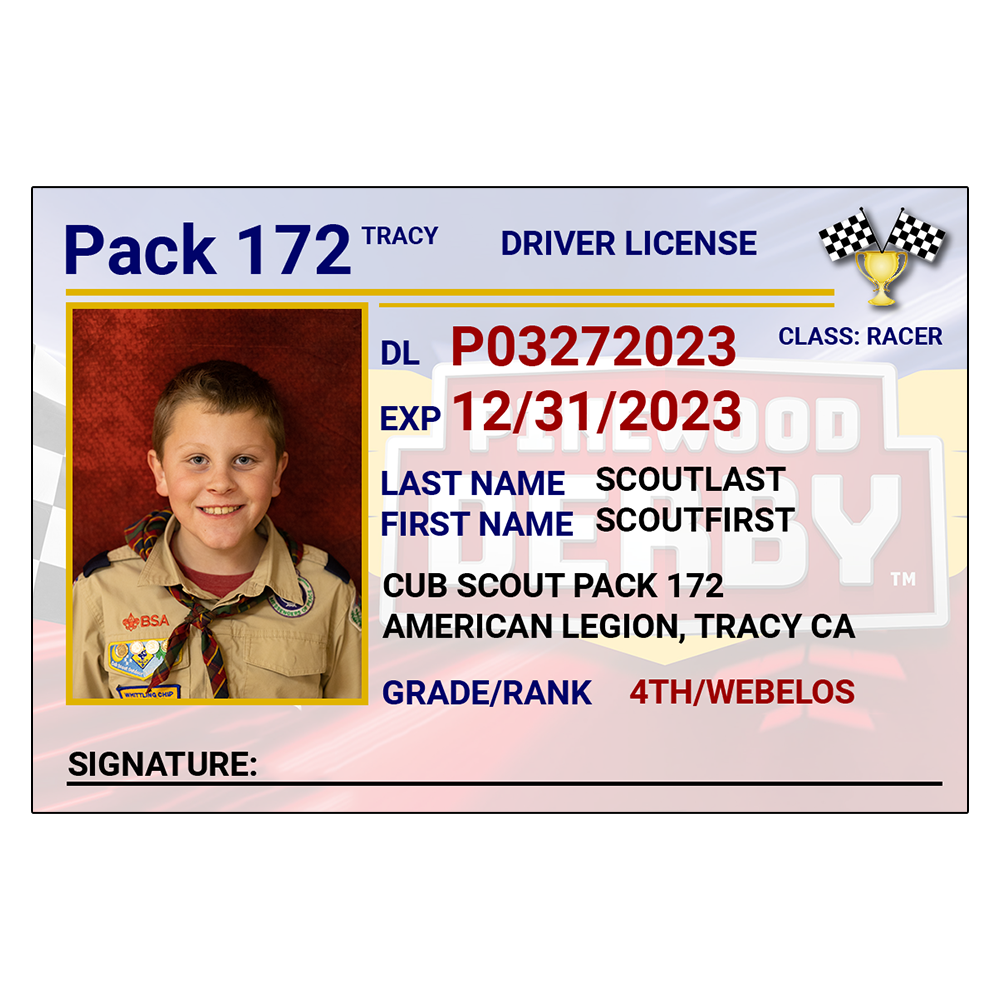 Pinewood Derby License