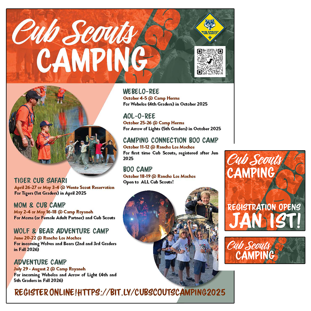 Cub Scouts Camping Promotional Flyer, Banner, Social Media Icon