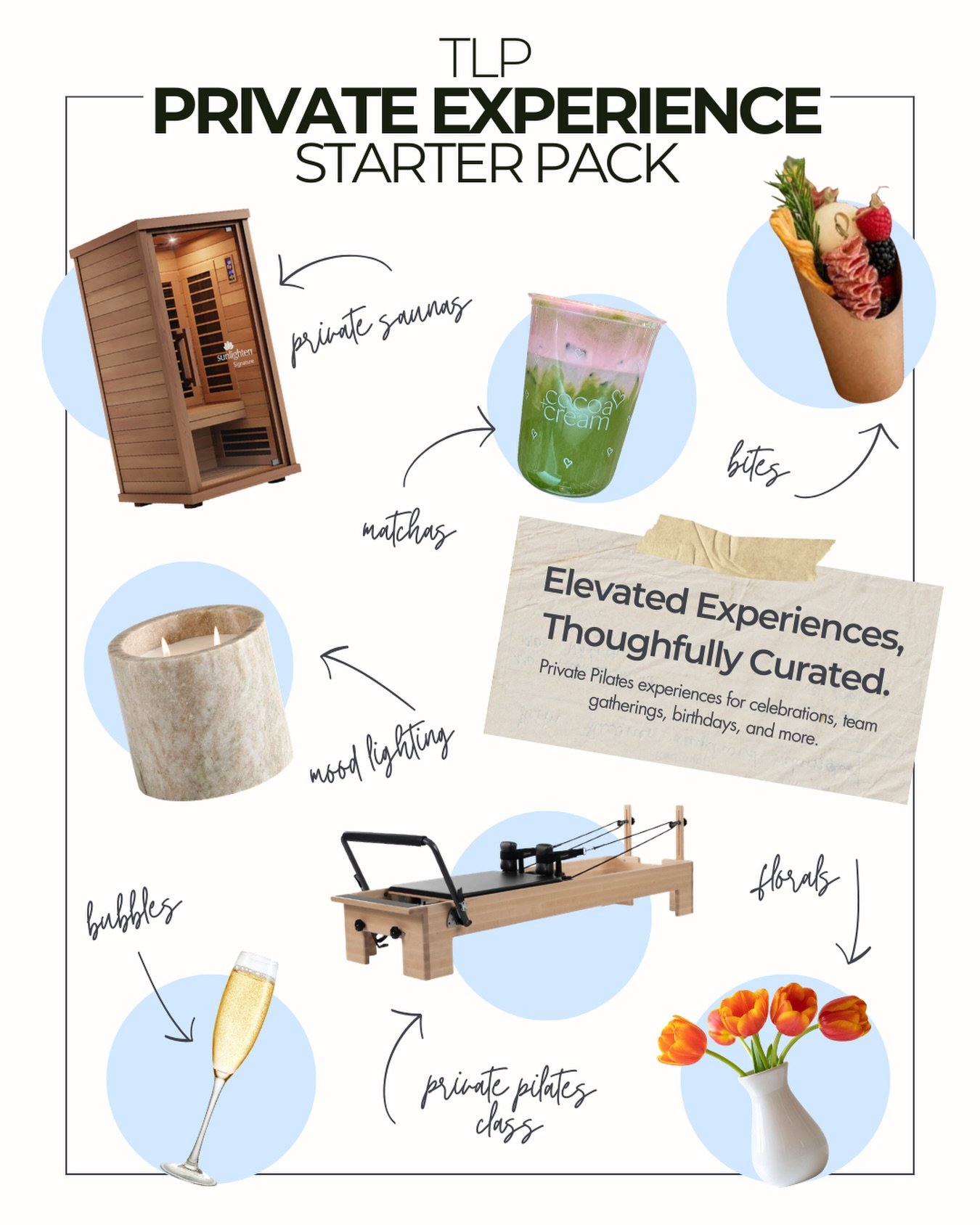 ✨ PRIVATE EXPERIENCES AT TLP ✨

Looking for a more intentional way to gather this summer?

Toluca Lake Pilates is now offering expanded availability for private wellness experiences, private group Pilates classes, and customized studio gatherings.

P