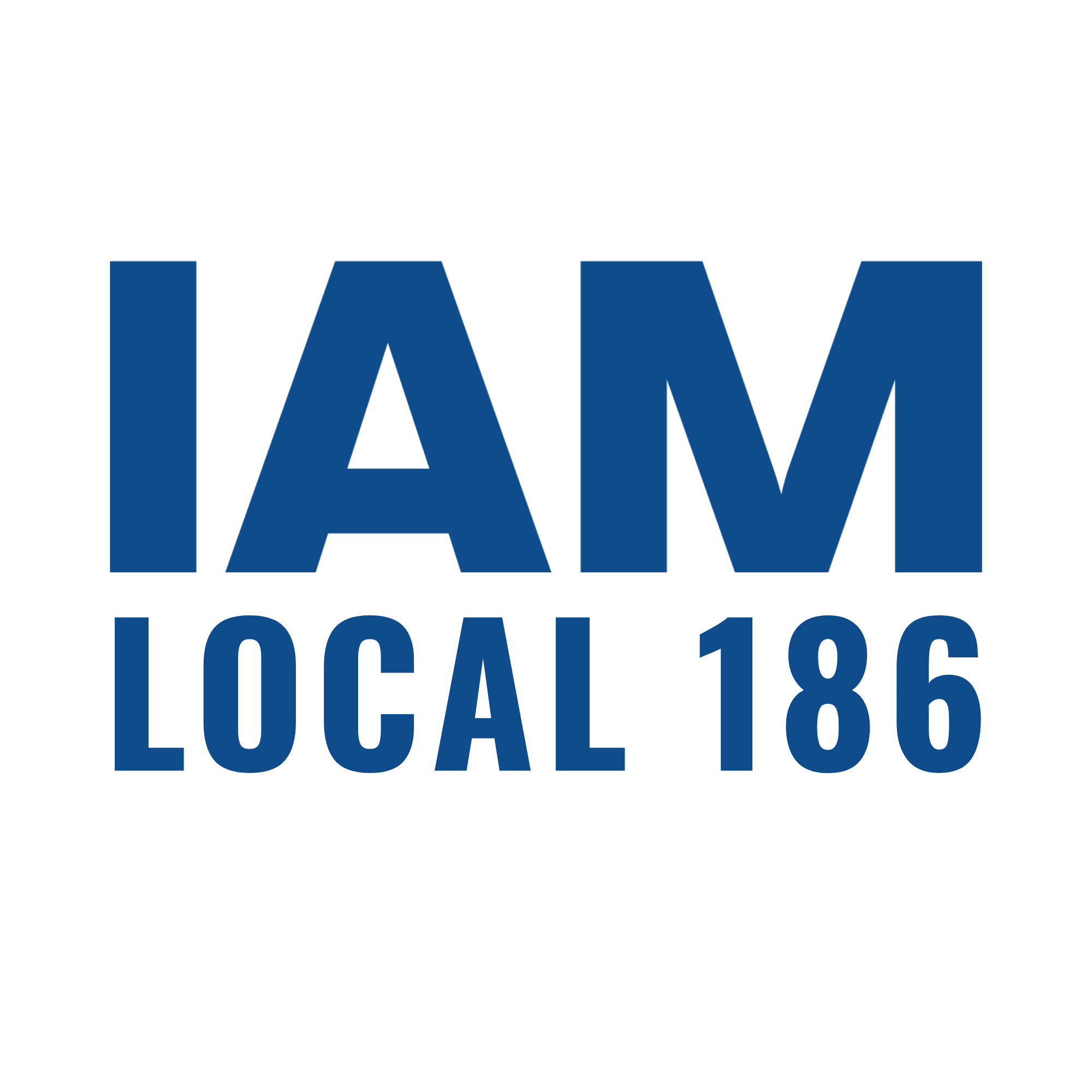 Bold blue text that reads 'I AM LOCAL 186' against a black background.
