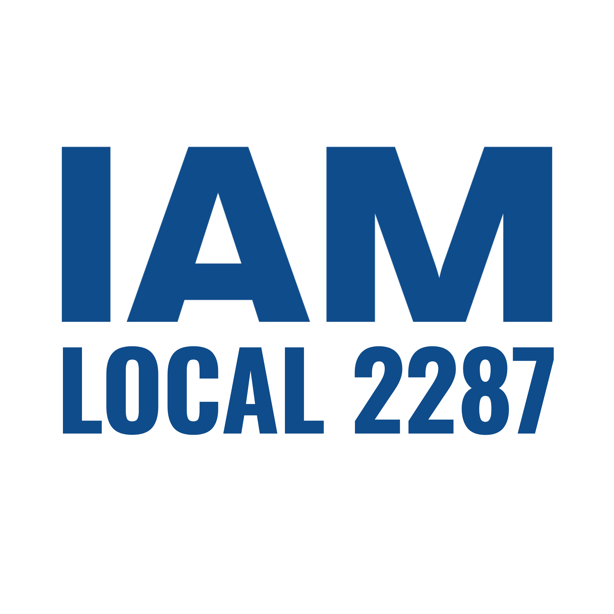 Text reading 'I AM LOCAL 2287' in bold blue font on a black background.