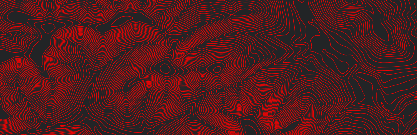 Red topographic map lines on a black background.