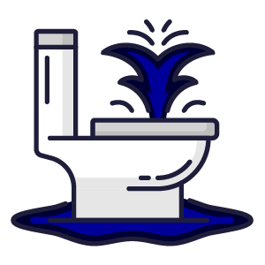 Toilet with a blue water fountain inside it