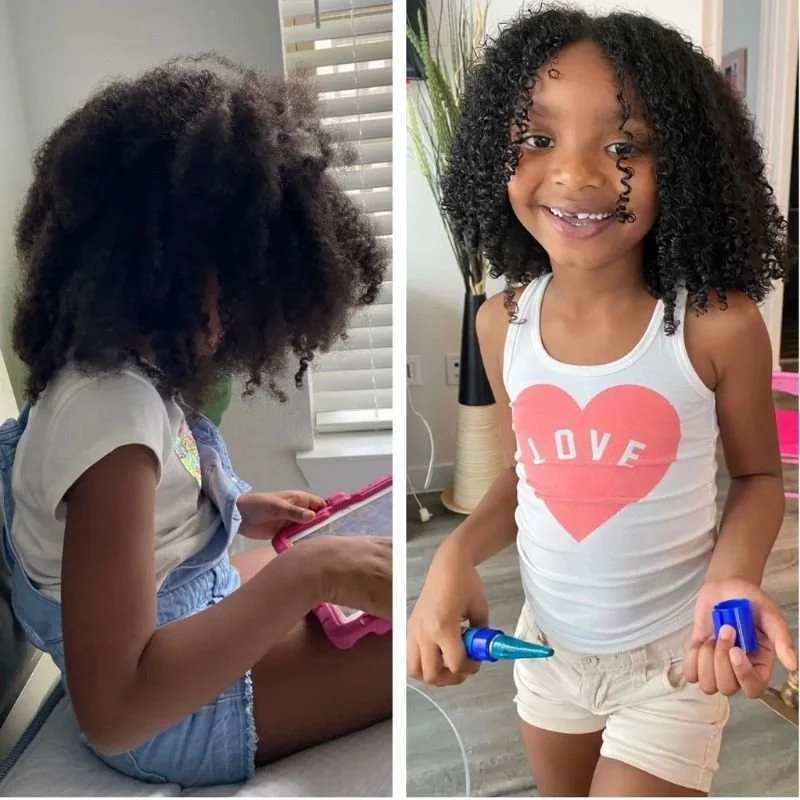 Laila at home with defined 4a/3c curls