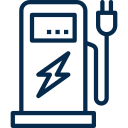 Icône d'une borne de recharge électrique avec câble et prise