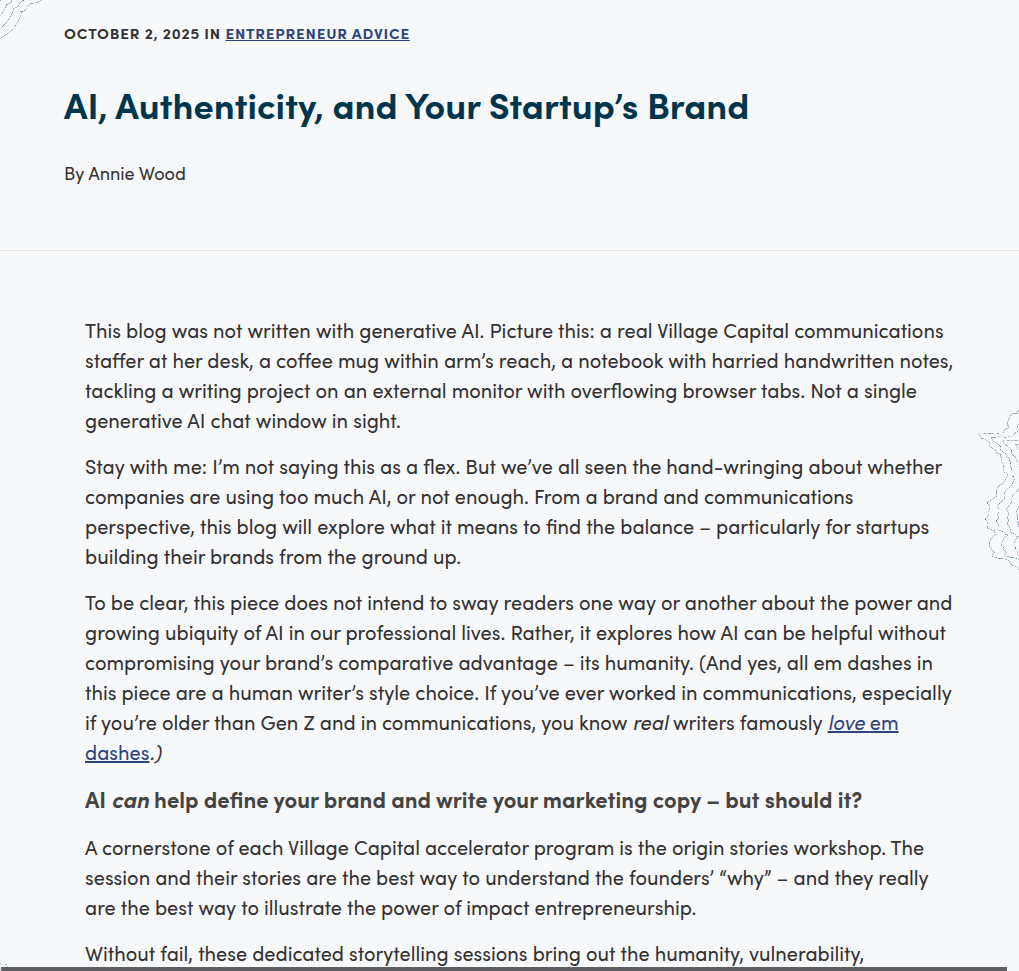 Writing Sample: Blog