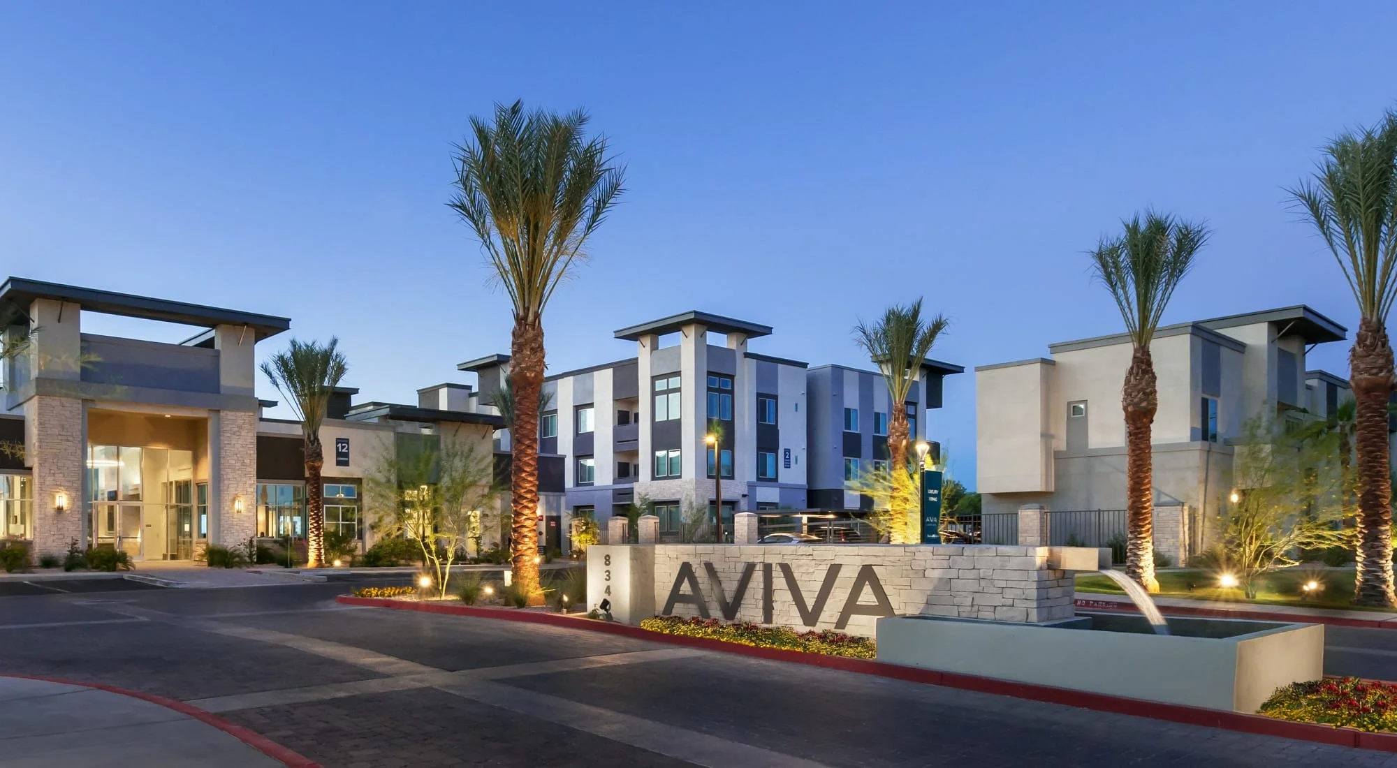 Stucco exterior on a modern multifamily apartment complex in the Phoenix metro area completed by Venetian Plastering.