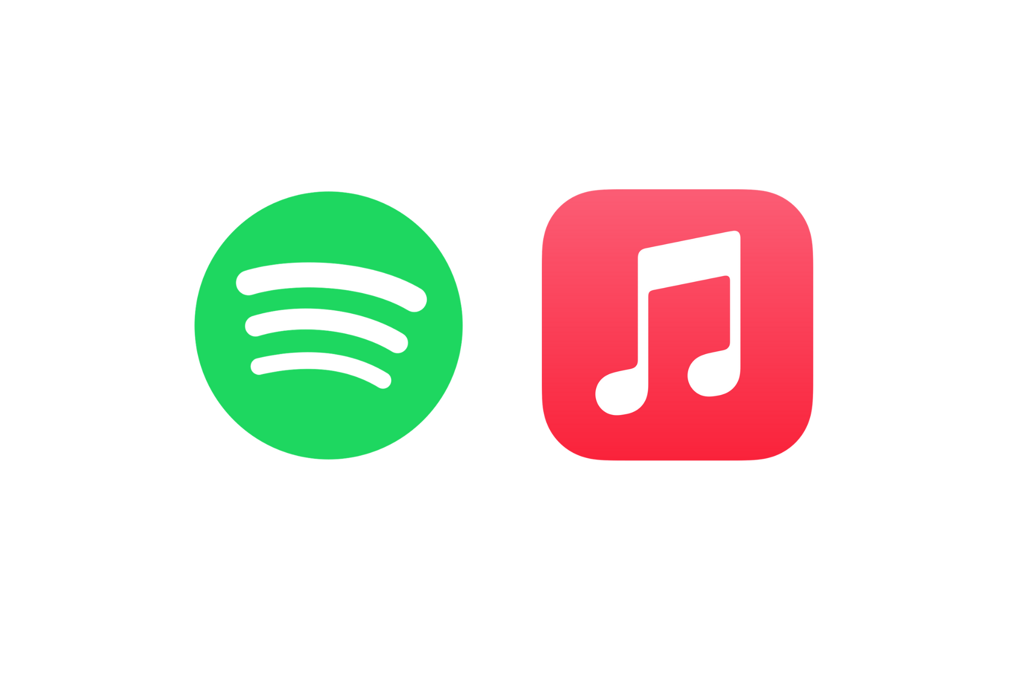 Icons for Spotify and Apple Music app store