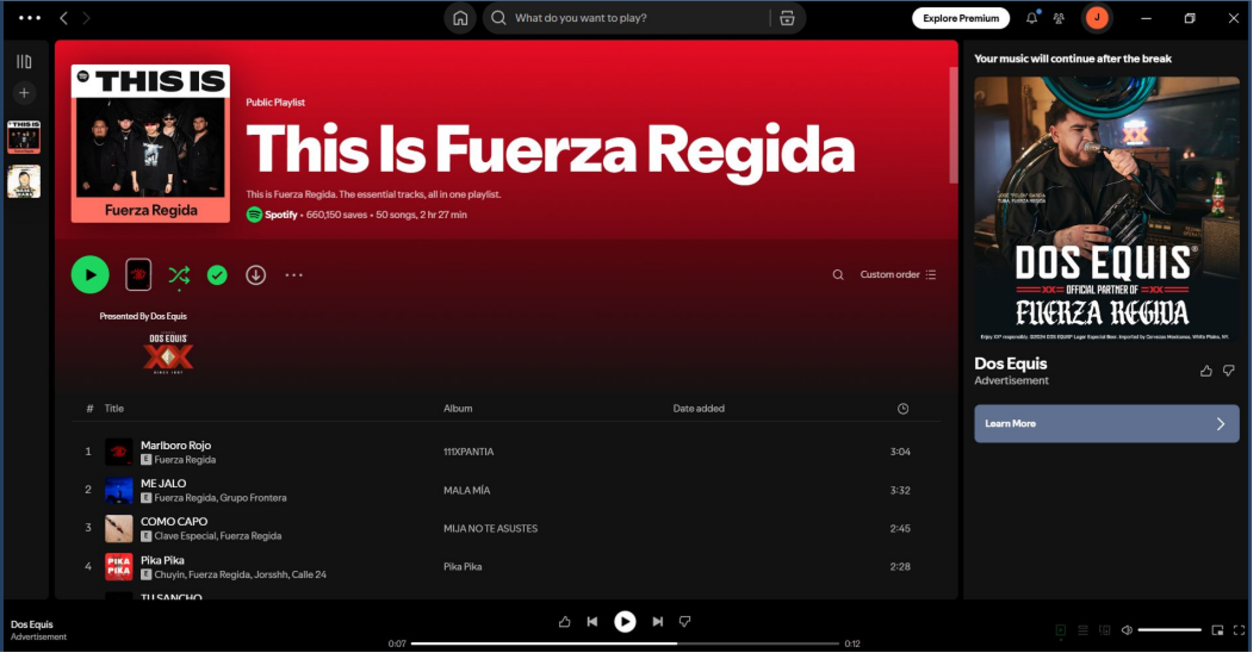 Spotify | 100% SOV on "This Is Fuerza Regida" Playlist