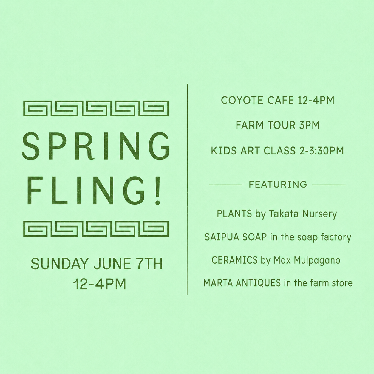 SPRING FLING is June 7th : Plant Sale and Open House!