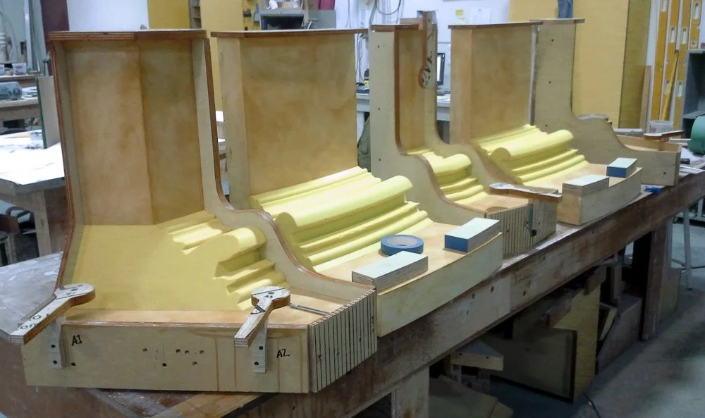 Combination rubber and rigid molds for each individual part.