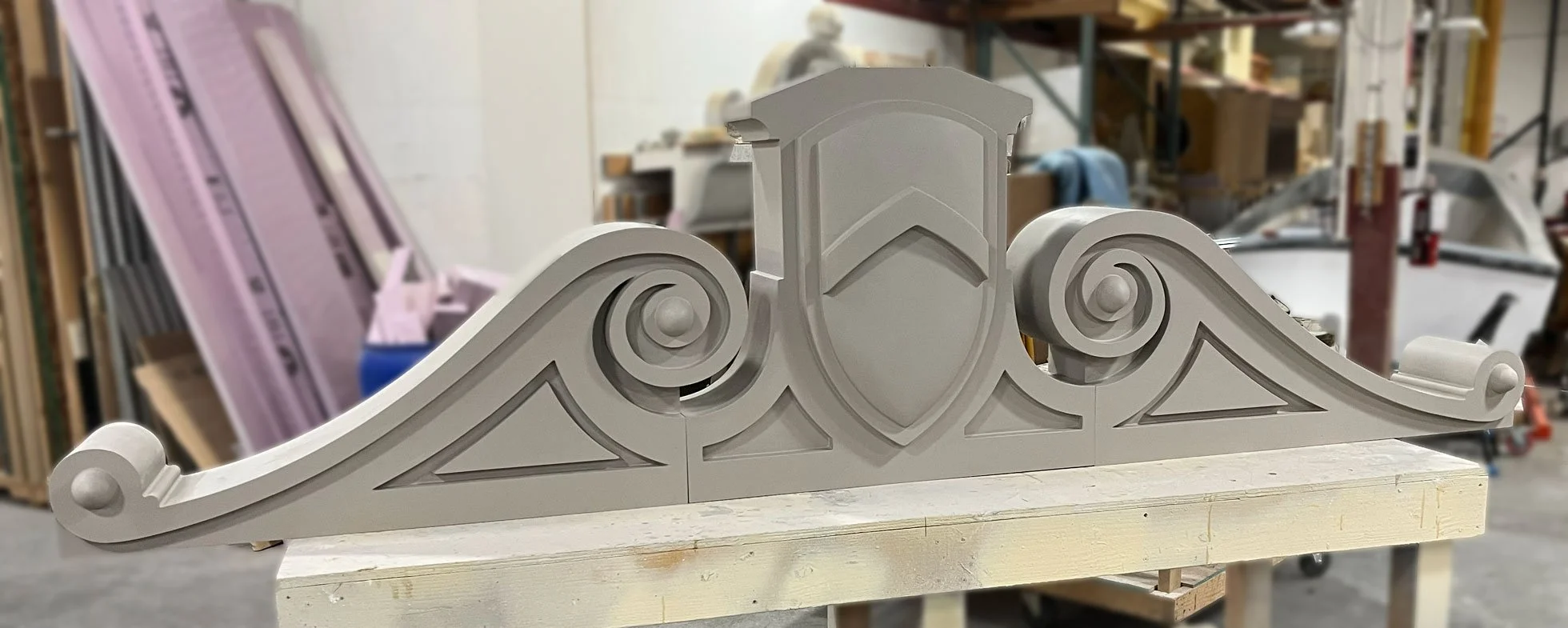 All new models of the Entablature, Villard Hall, University of Oregon, derived from historic photos and field measurements. Eugene, OR.