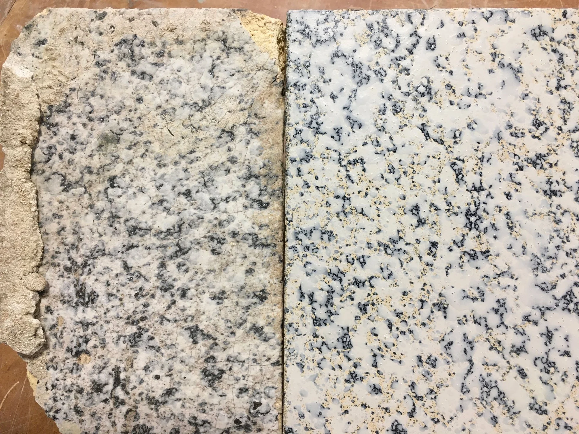 Multi-layered applied finish, aliphatic urethane on GFRC.